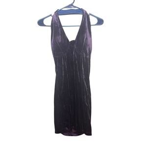 Vintage Brown Velvet Halter Mini Dress with Underwire No Tags (Fits like XS-S)